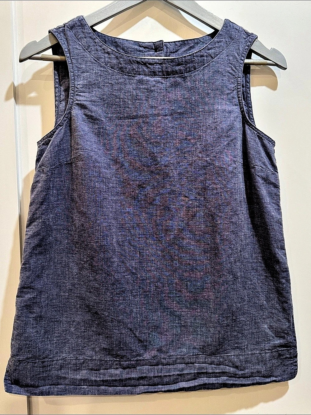 Linen / Cotton Sleeveless blouse / tank Top in Blue Size Small